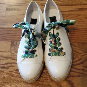 White House Black Market White Espadrilles with Tropical Laces